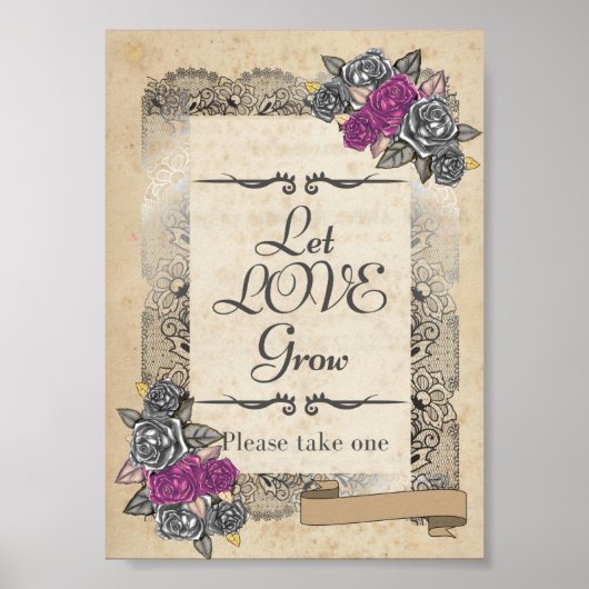 Rustic Vintage Wedding Sign Poster (Voorkant)