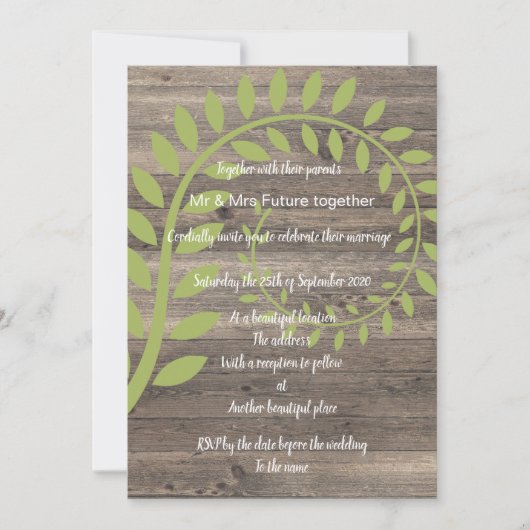 RUSTIC VINTGE BOTANICAL WEDDING INVITATION KAART (Voorkant)