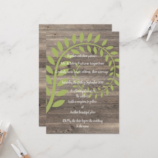 RUSTIC VINTGE BOTANICAL WEDDING INVITATION KAART (Voorkant / Achterkant in situ)
