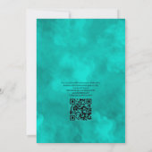 Rustic Violet en Turquoise Floral QR Code Wedding Kaart (Achterkant)