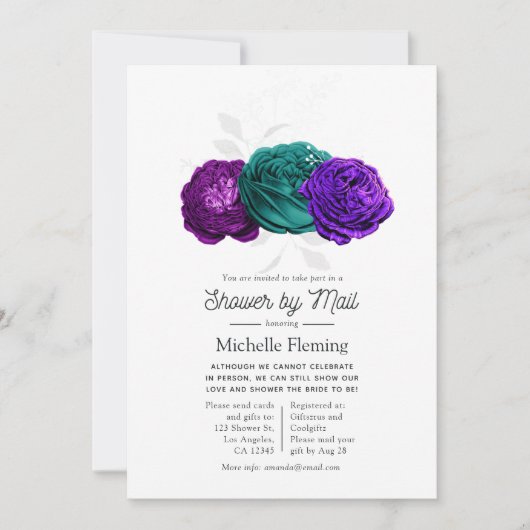 Rustic Violet en Turquoise Floral Shower per Mail Kaart (Voorkant)