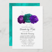Rustic Violet en Turquoise Floral Shower per Mail Kaart (Voorkant / Achterkant)