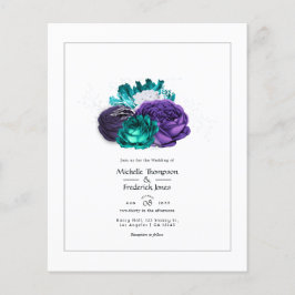 Rustic Violet en Turquoise Floral Wedding Flyer