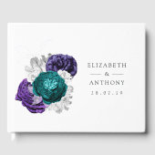 Rustic Violet en Turquoise Floral Wedding Gastenboek (Voorkant)