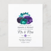 Rustic Violet en Turquoise Floral Wedding Invite Flyer (Voorkant)