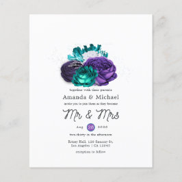 Rustic Violet en Turquoise Floral Wedding Invite Flyer