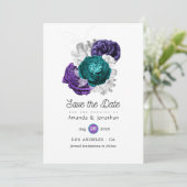 Rustic Violet en Turquoise Floral Wedding Save The Date (Staand voorkant)