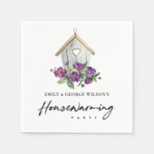 RUSTIC VIOLET FLORAL BIRD HUUSE HOUSEWARMING PARTI SERVET (Voorkant)
