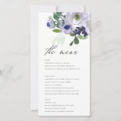 Rustic Violet Paars Floral Leafy Menu Kaart (Voorkant)