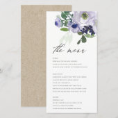 Rustic Violet Paars Floral Leafy Menu Kaart (Voorkant / Achterkant)