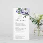 Rustic Violet Paars Floral Leafy Menu Kaart (Staand voorkant)