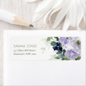 Rustic Violet Paars Navy Floral Leafy Adres Etiket (Insitu)