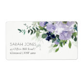 Rustic Violet Paars Navy Floral Leafy Adres Etiket (Voorkant)