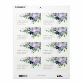 Rustic Violet Paars Navy Floral Leafy Adres Etiket (Full Sheet)