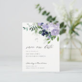 Rustic Violet Paarse Floral Leafy Save the Date Briefkaart (Staand voorkant)