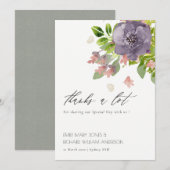 RUSTIC VIOLET PINK WILD FLOWER & FOLIAGE Hartelijk Bedankkaart (Voorkant / Achterkant)