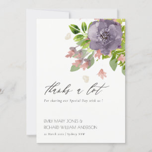 RUSTIC VIOLET PINK WILD FLOWER & FOLIAGE Hartelijk Bedankkaart