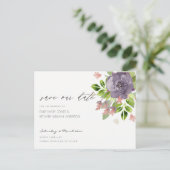 RUSTIC VIOLET WILD FLOWERS & FOLIAGE Save the date Aankondigingskaart (Staand voorkant)
