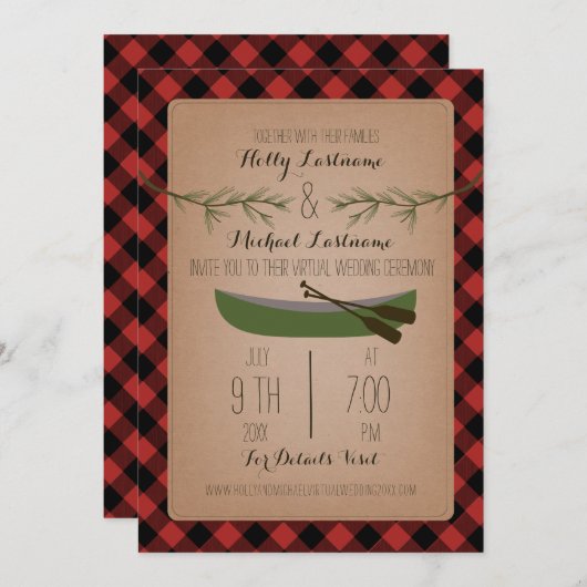 Rustic Virtual Wedding Livestream Pset Canoe Kaart (Voorkant / Achterkant)