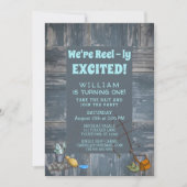 Rustic Vissen Boy First Birthday Party Invitation Kaart (Voorkant)