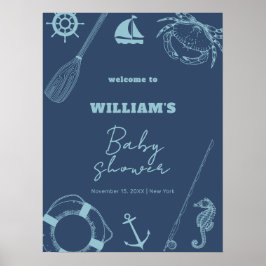 Rustic Vissen Nautical Boy Baby shower Welkom Poster
