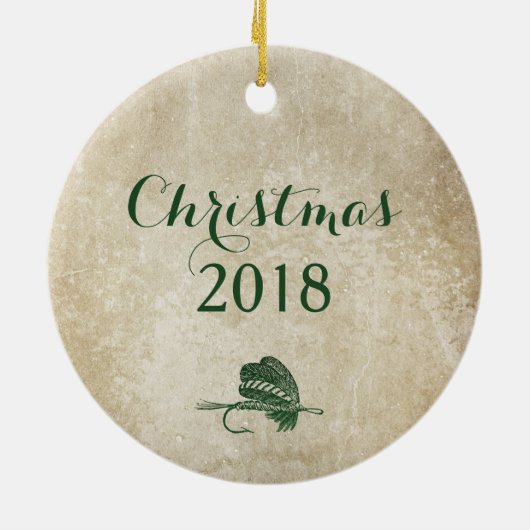 Rustic Vist kleine kerstversiering Keramisch Ornament (Achterkant)