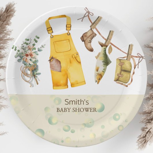 Rustic Vist Little Fisherman Baby shower Papieren Bordje