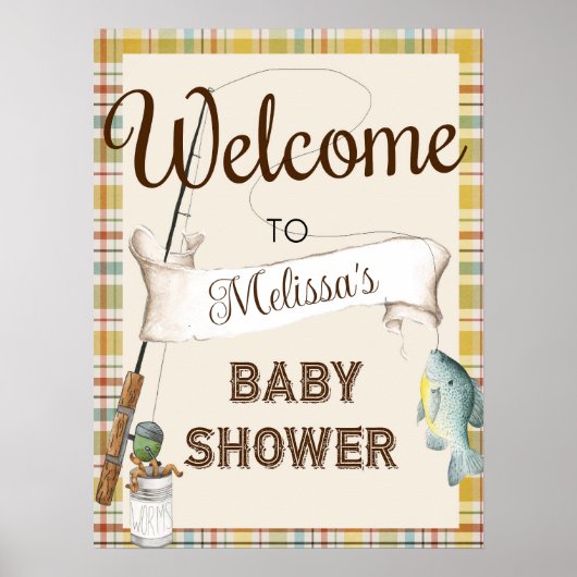 Rustic Vist welkomstteken Baby shower Poster (Voorkant)