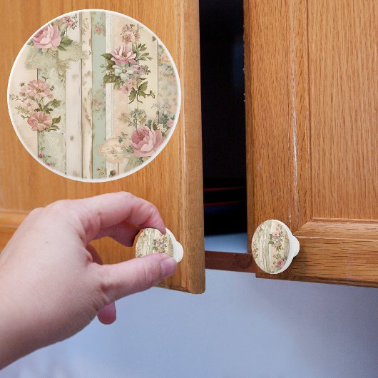 Rustic Vitage Roos Keramische Knop