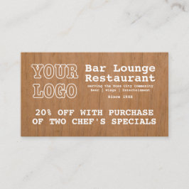 Rustic Voeg Logo bar toe aan restaurant met lange  Kortingskaartje