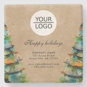 Rustic Voeg Logo tekst Kerstboom promotie toe Stenen Onderzetter