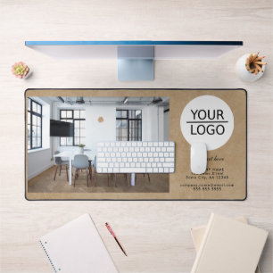 Rustic Voeg uw Logo Custom Text Photo Company toe Bureaumat