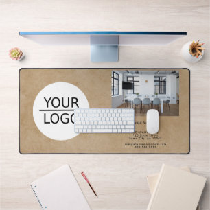Rustic Voeg uw Logo Custom Text Photo Company toe Bureaumat