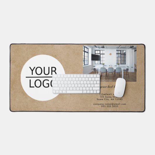 Rustic Voeg uw Logo Custom Text Photo Company toe Bureaumat (Keyboard & Muis)