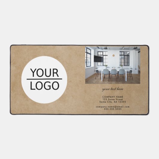 Rustic Voeg uw Logo Custom Text Photo Company toe Bureaumat (Voorkant)