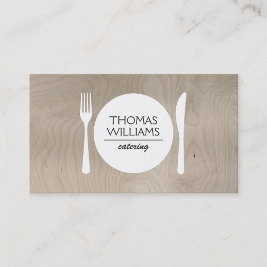 RUSTIC VORK, MES, BORDEN LOGO op LICHTE HOUTKORREL Visitekaartje (Voorkant)