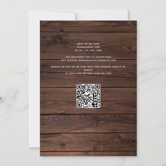 RUSTIC VOW VERNIEUWING VERLOVING VRIJGEZELLENFEEST KAART (Achterkant)