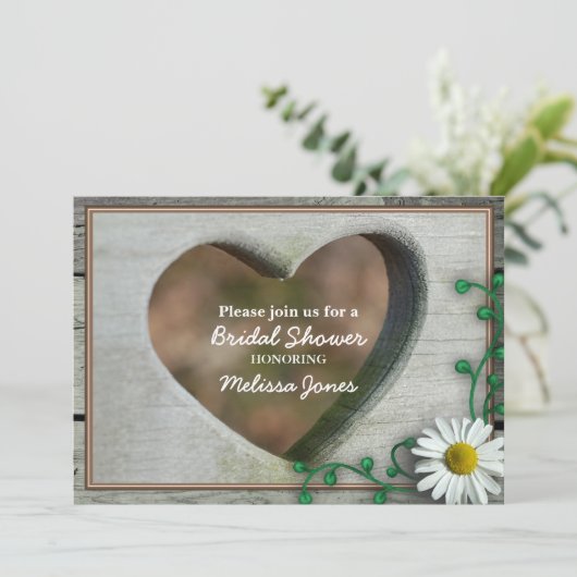 Rustic Vrijgezellenfeest met een uitziend hart en  Kaart (Staand voorkant)