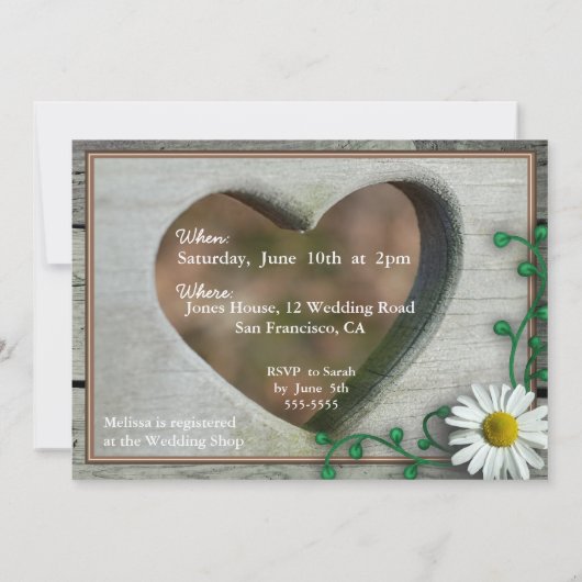 Rustic Vrijgezellenfeest met een uitziend hart en  Kaart (Achterkant)