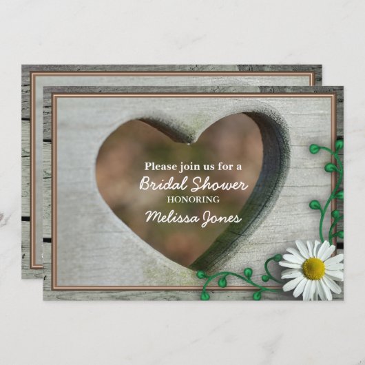 Rustic Vrijgezellenfeest met een uitziend hart en  Kaart (Voorkant / Achterkant)