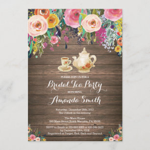 Rustic Vrijgezellenfeest Tea Party Invitation Flor Kaart