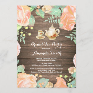 Rustic Vrijgezellenfeest Tea Party Invitation Flor Kaart