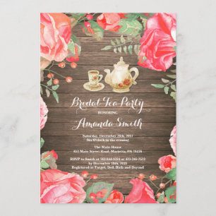 Rustic Vrijgezellenfeest Tea Party Invitation Flor Kaart