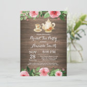 Rustic Vrijgezellenfeest Tea Party uitnodiging (Staand voorkant)