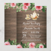 Rustic Vrijgezellenfeest Tea Party uitnodiging (Voorkant / Achterkant)