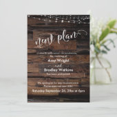 Rustic w/ Lights New Plan Postponed Wedding Kaart (Staand voorkant)