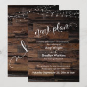 Rustic w/ Lights New Plan Postponed Wedding Kaart (Voorkant / Achterkant)