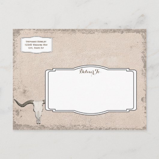 Rustic Wagon Wheel Longhorn Cowboy Save the Date Aankondigingskaart (Achterkant)