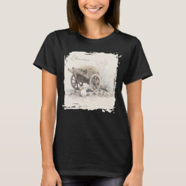 Rustic Wagon Wheel met Bunny Sketch T-shirt