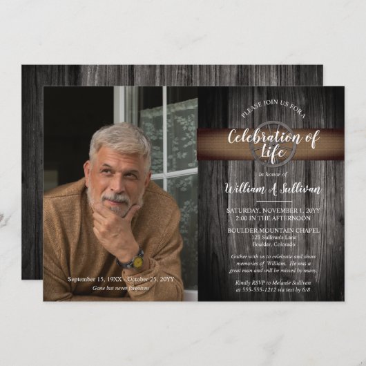 Rustic Wagon Wheel Wood Foto's: Levensgeviering Kaart (Voorkant / Achterkant)